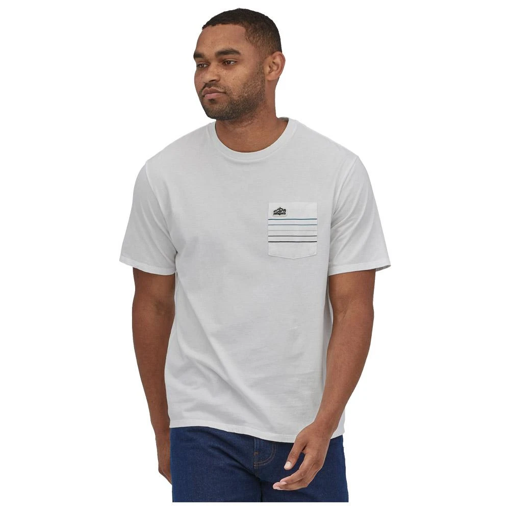 Tee-Shirt Patagonia M Line Logo Ridge Stripe Organic Pocket White 3 Tee-Shirt Patagonia M Line Logo Ridge Stripe Organic Pocket White